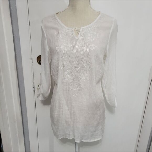 AB studio white linen blouse - Picture 1 of 10